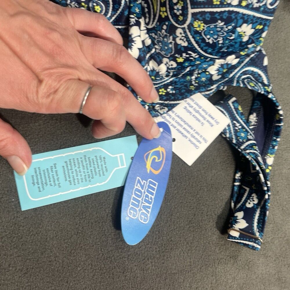 NWT Wave Zone 1 Piece Swimsuit Women's Size Small Blue/White/Yellow Beach Pool - Picture 6 of 10
